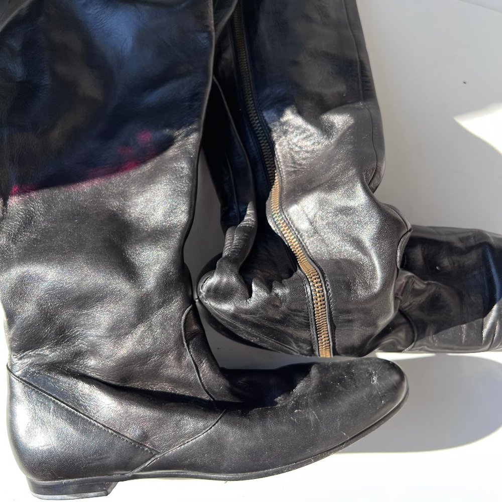 Black leather boots zip in the back size 38